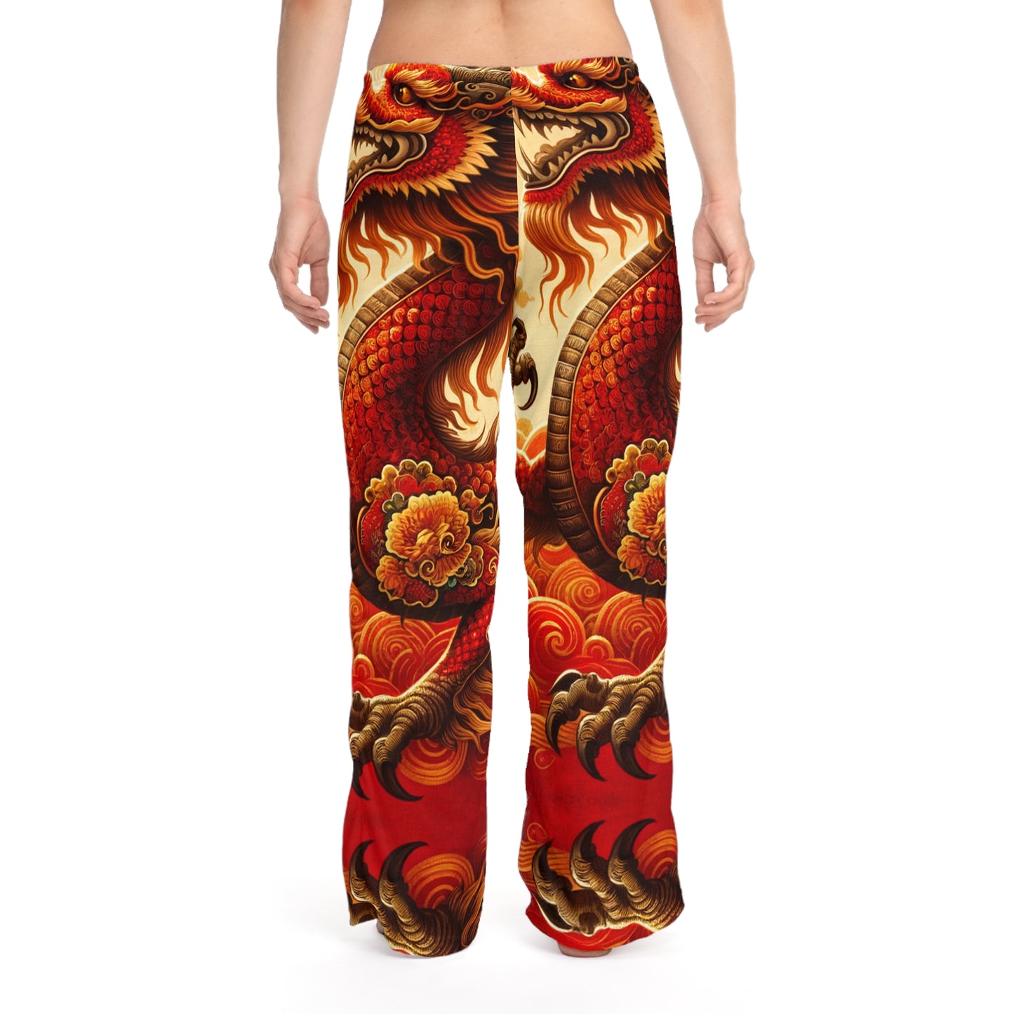 "Golden Dragon Dance in the Crimson Twilight" - Women lounge pants