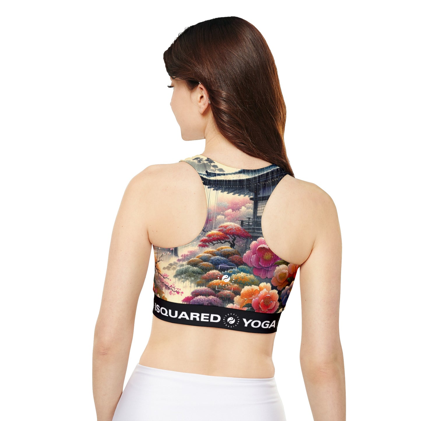 "Rain-drenched Sakura Spectrum" - Lined & Padded Sports Bra