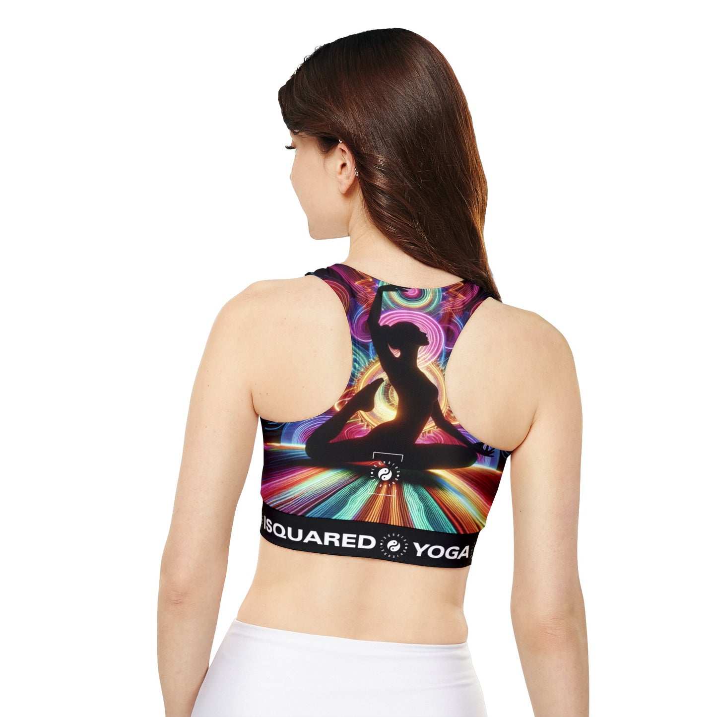 "Neon Zenith: Chromatic Balance" - Lined & Padded Sports Bra