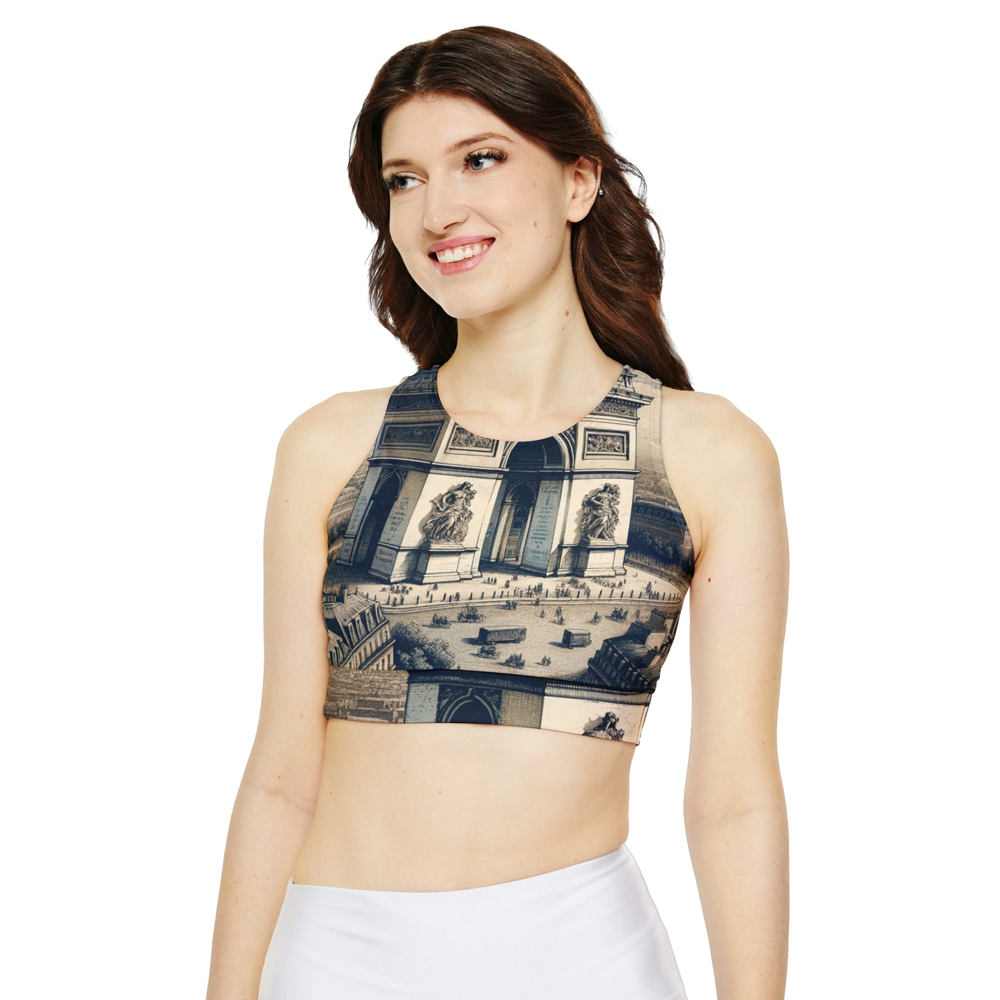 "Majesty of the Arc: A Napoleon Era Portrait" - Lined & Padded Sports Bra