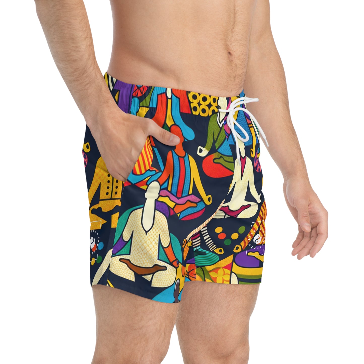 "Vibrant Sadana: Unleashing the Prana in Nouveau Réalité" - Swim Trunks for Men