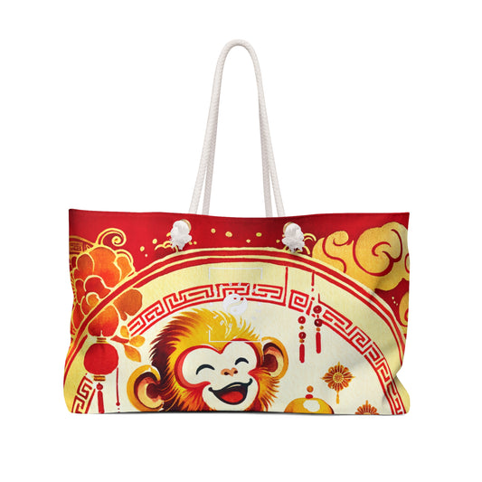 "Golden Simian Serenity in Scarlet Radiance" - Casual Yoga Bag