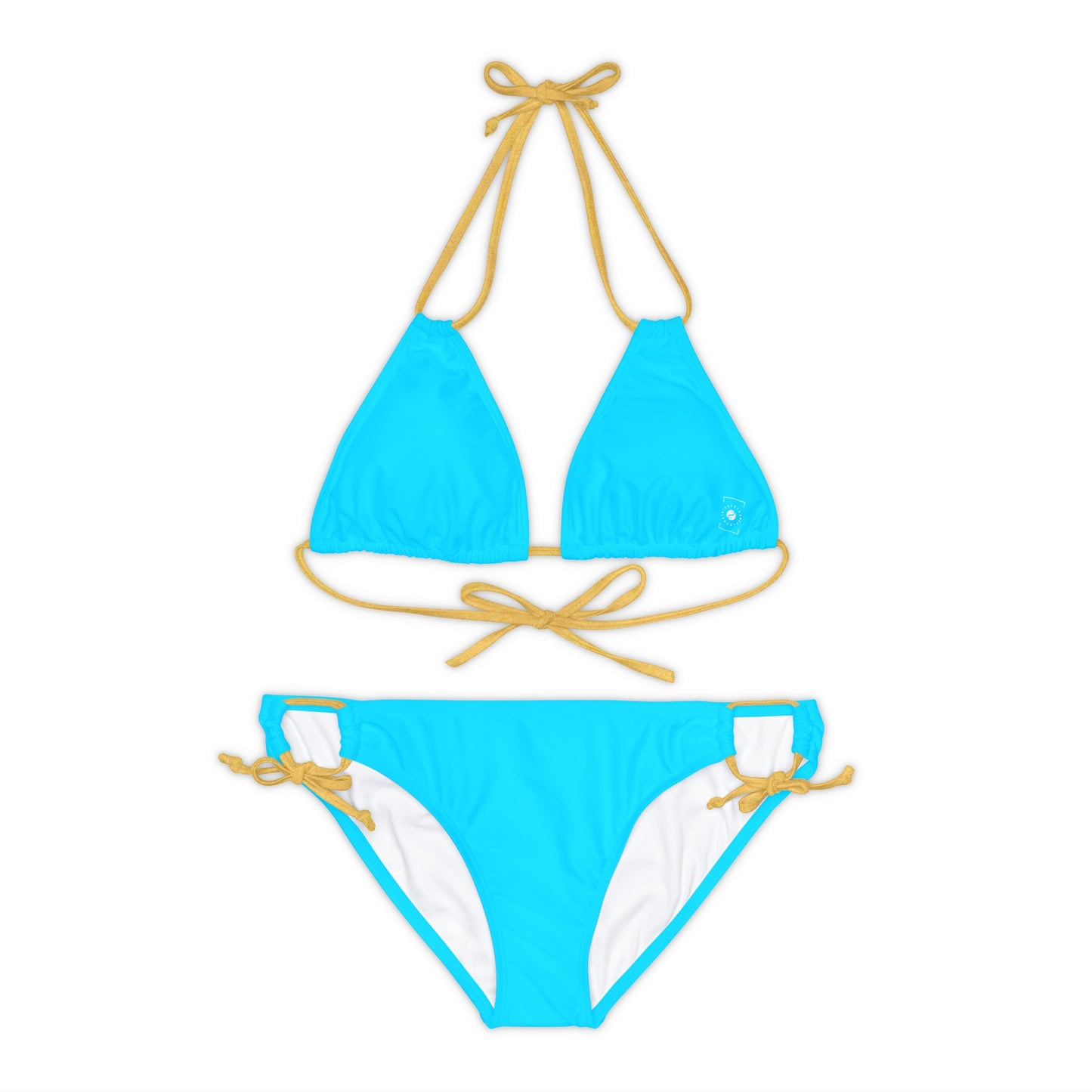 #04D9FF  Neon Blue - Lace-up Bikini Set