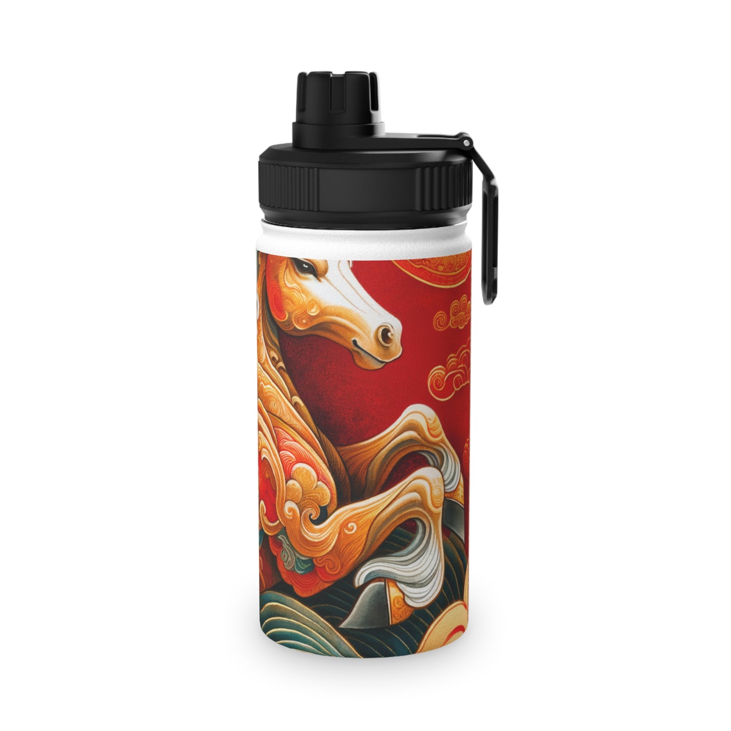 "Gold Gallop on Vermilion Vista: A Lunar New Year’s Ode" - Sports Water Bottle