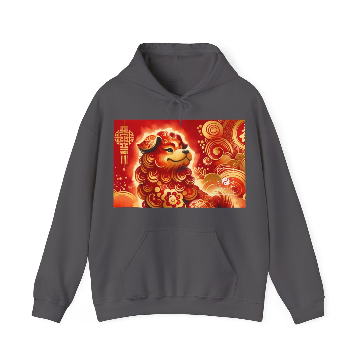 "Golden Canine Emissary on Crimson Tide: A Chinese New Year Odyssey" - Hoodie