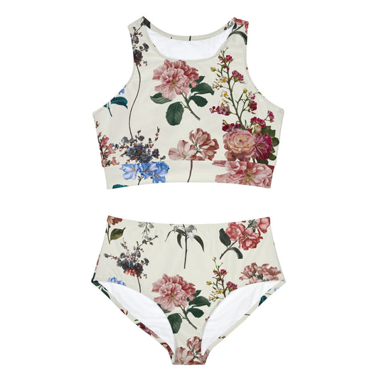 Botanicals on Beige - Hot Yoga Bikini Set