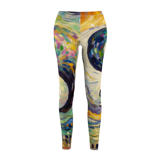"Spectral Duality: An Impressionist Balance" - Casual Leggings