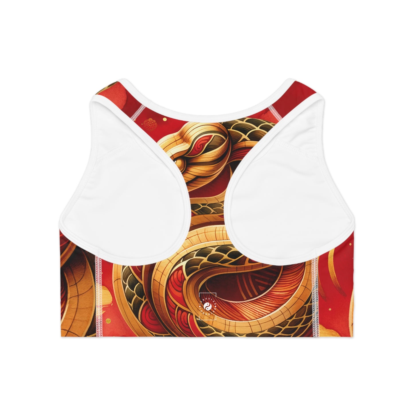 "Crimson Serenity: The Golden Snake" - High Performance Sports Bra