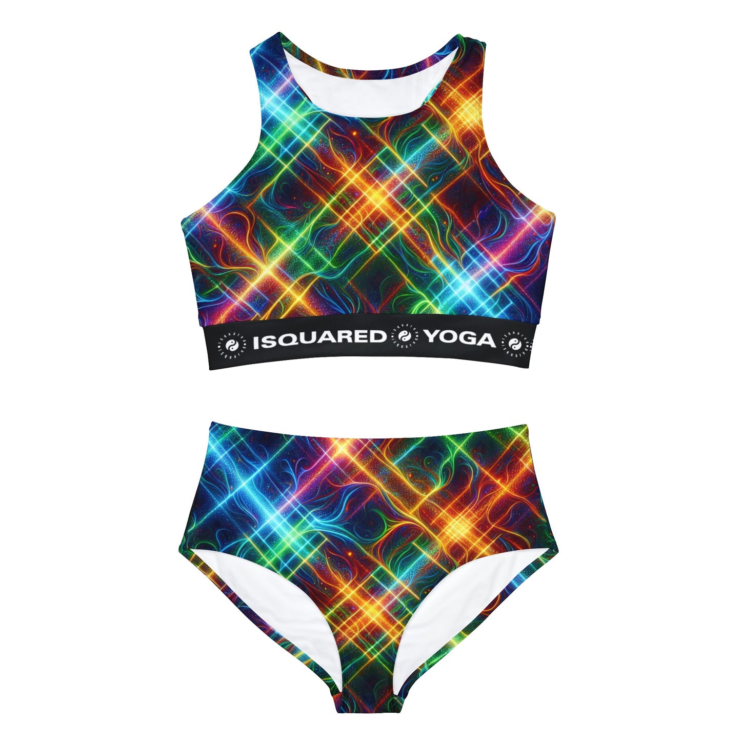 "Neon Plaid Luminosity Matrix" - Hot Yoga Bikini Set