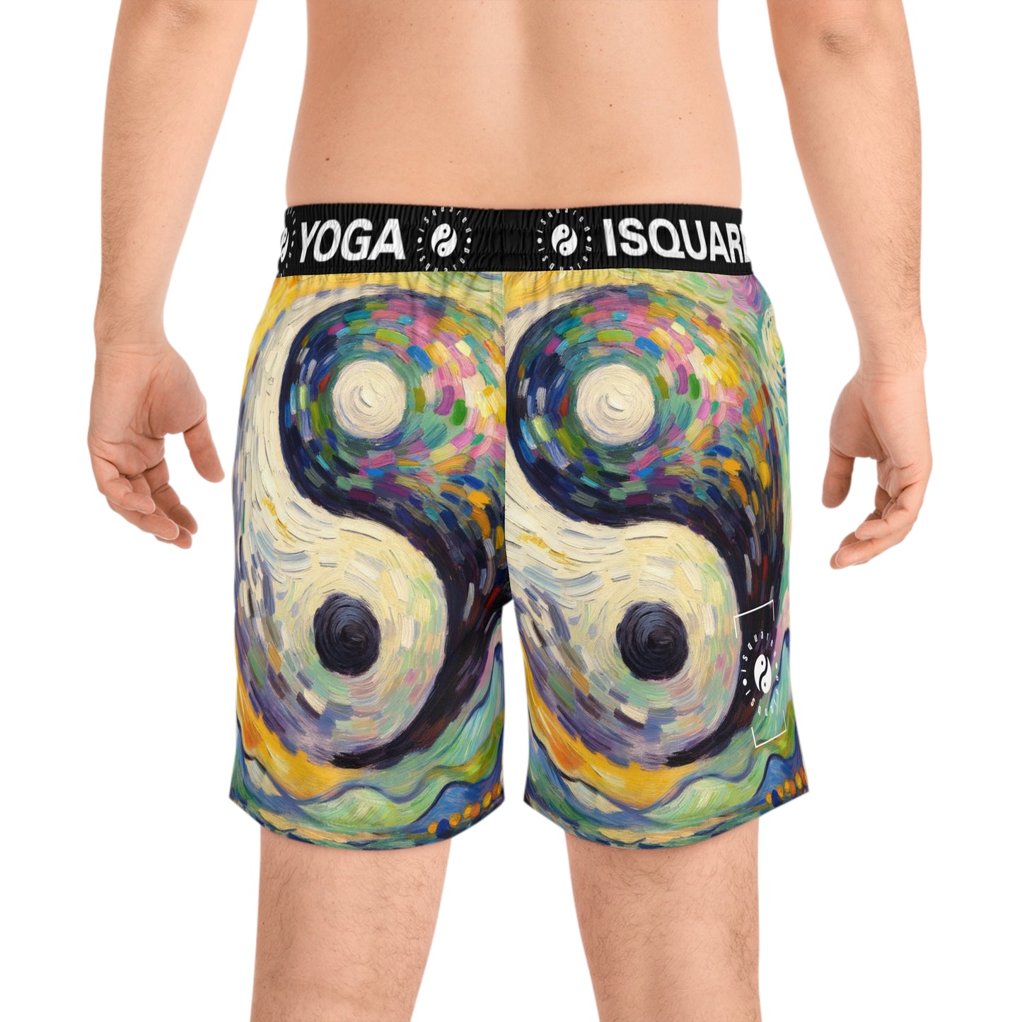 "Spectral Duality: An Impressionist Balance" - Swim Shorts (Mid-Length) for Men