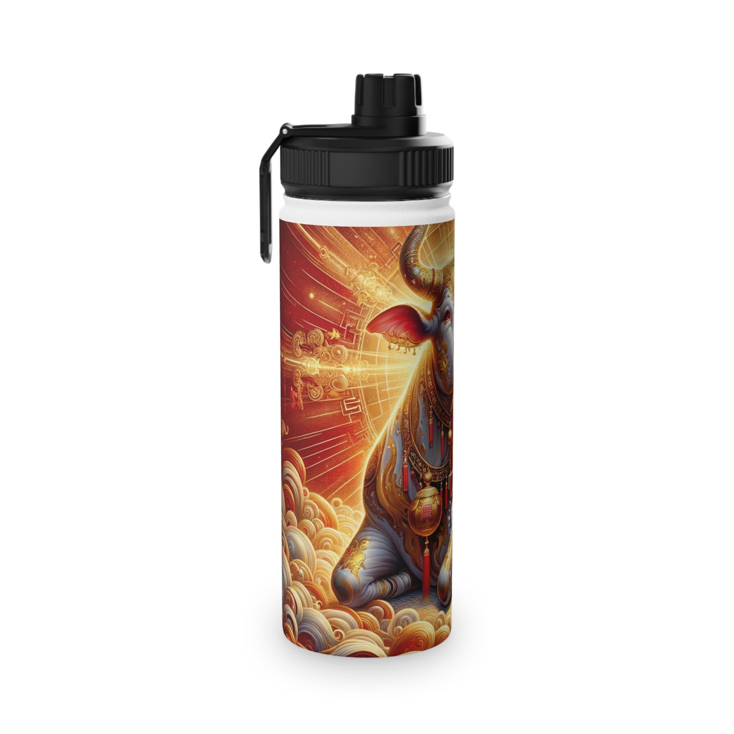 "Golden Euphoria: A Dance of the Divine Bovine" - Sports Water Bottle