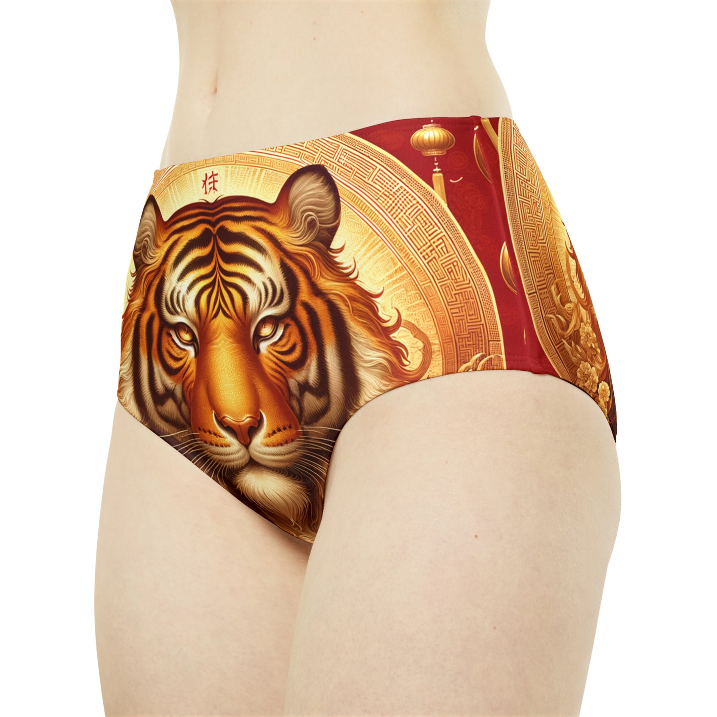 "Golden Majesty: Ascension of the Lunar Tiger" - High Waisted Bikini Bottom