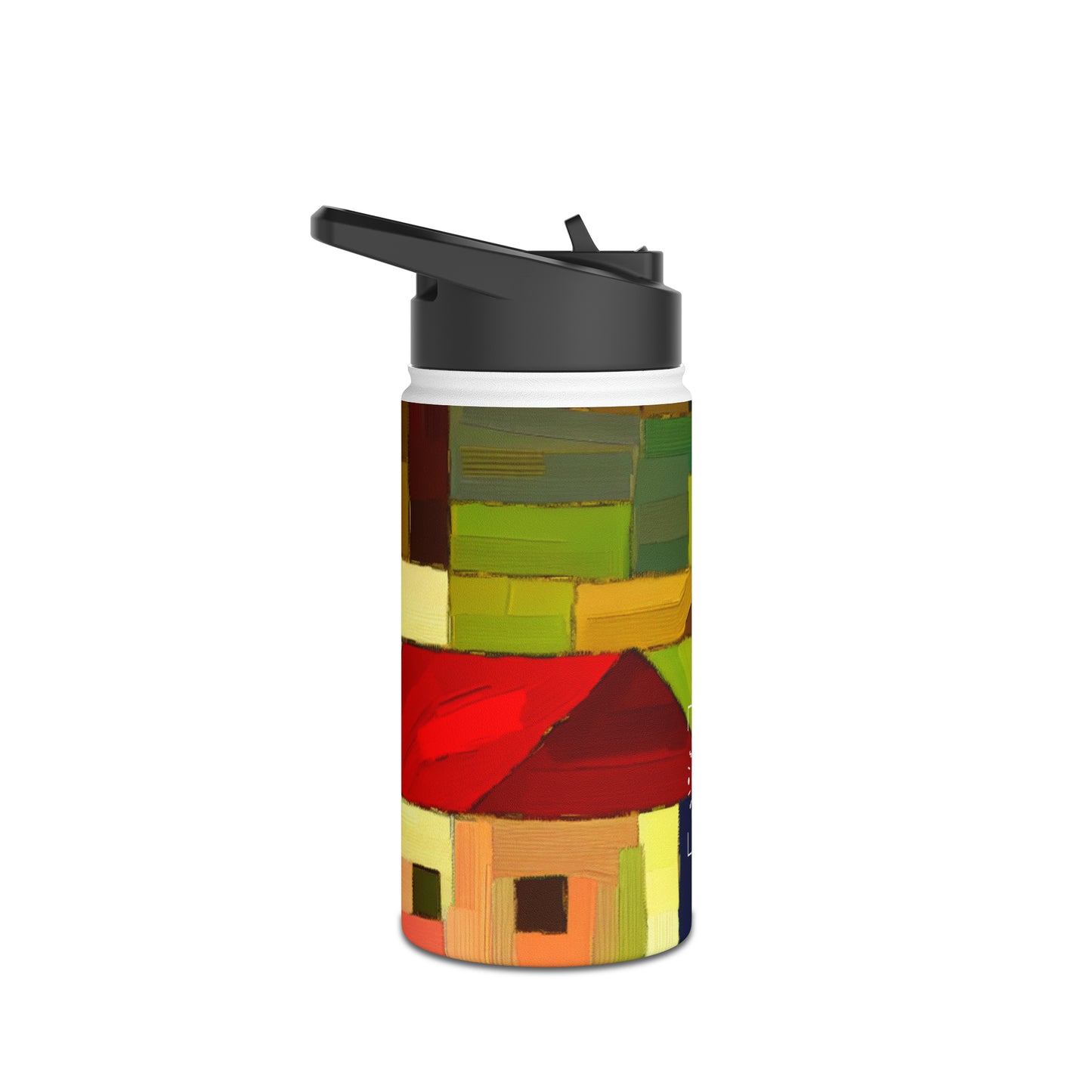 "Earthen Adobes in Hues of Hundertwasser" - Water Bottle