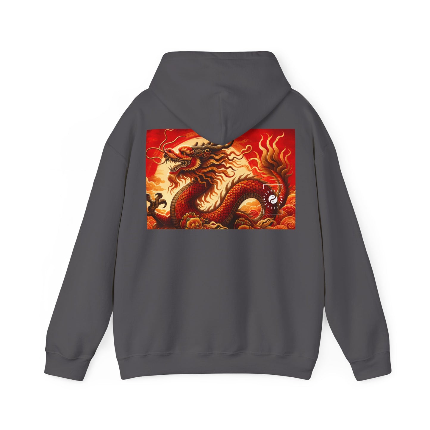 "Golden Dragon Dance in the Crimson Twilight" - Hoodie