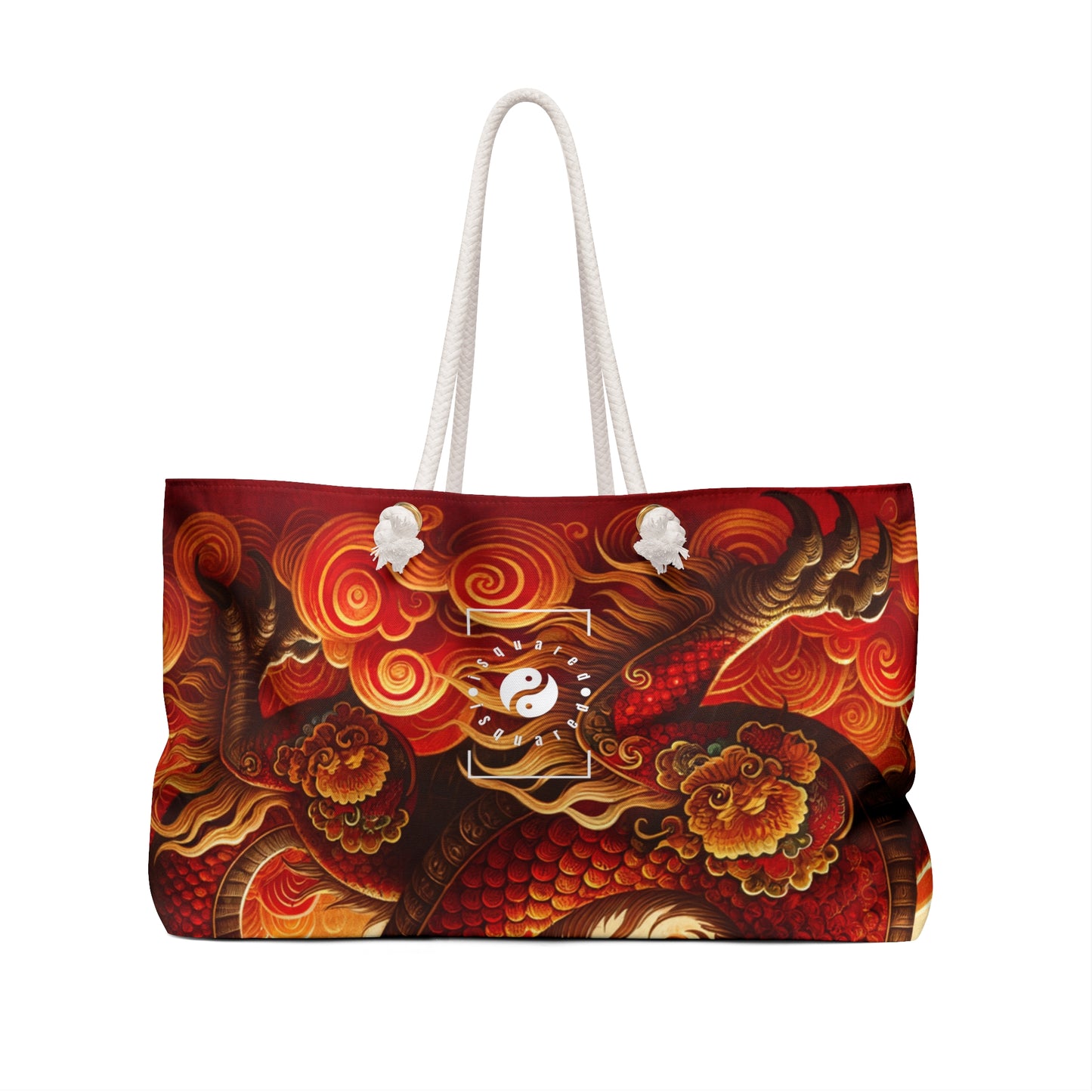 "Golden Dragon Dance in the Crimson Twilight" - Casual Yoga Bag