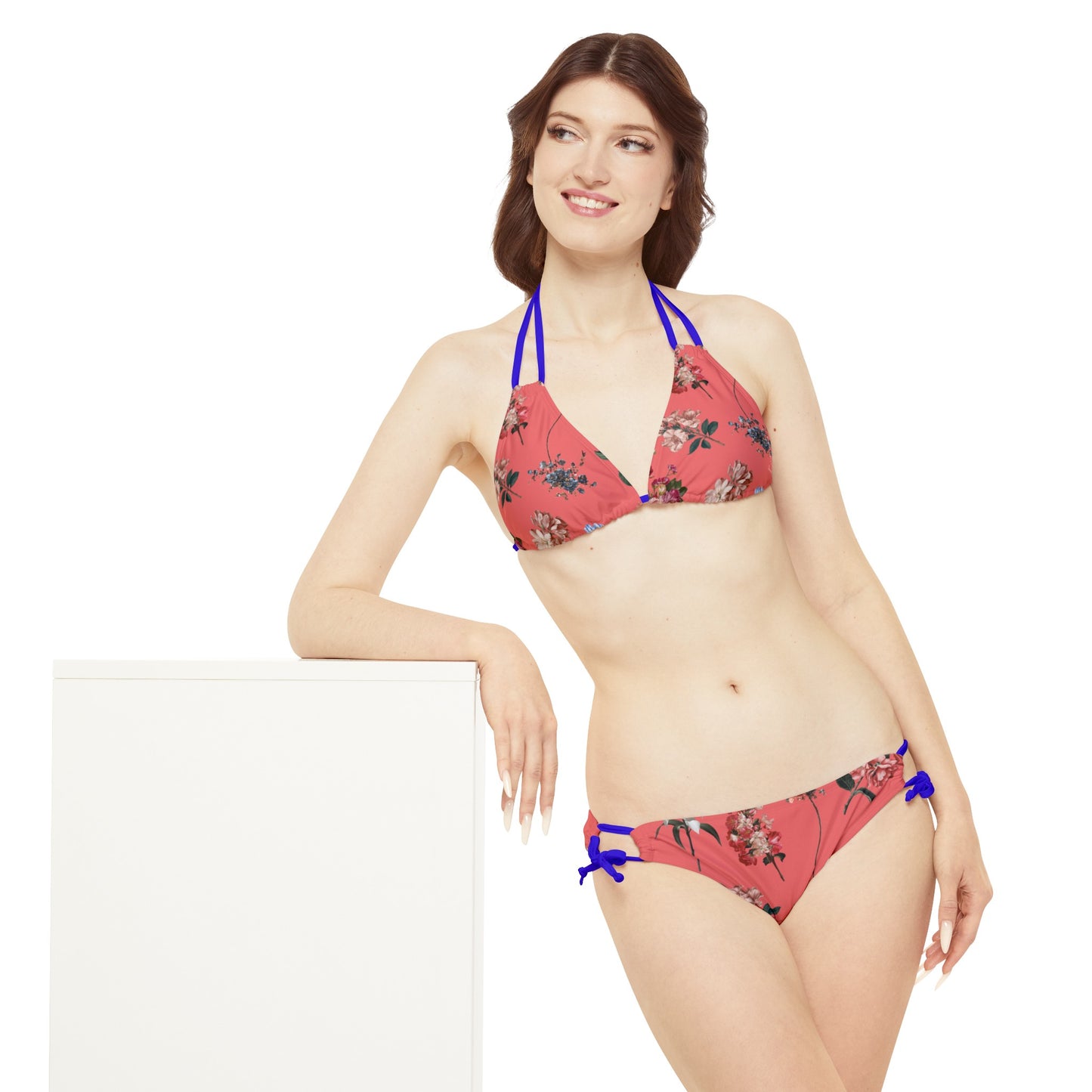 Botanicals on Coral - Ensemble bikini à lacets