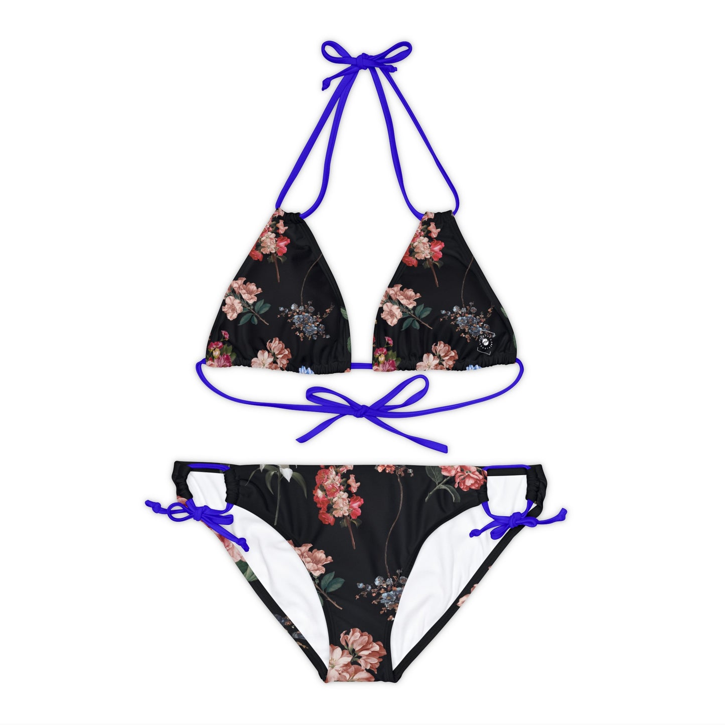 Botanicals on Black - Ensemble bikini à lacets