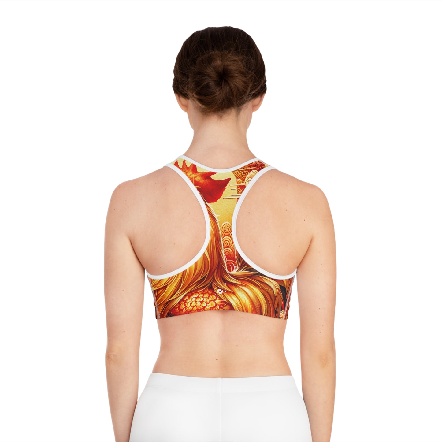 "Crimson Dawn: The Golden Rooster's Rebirth" - High Performance Sports Bra