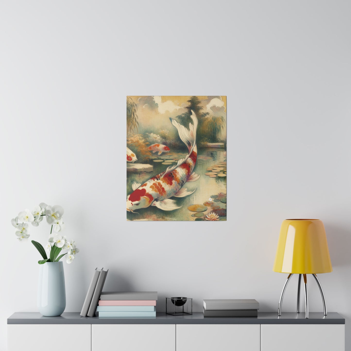 Koi Lily Pond - Art Print Canvas