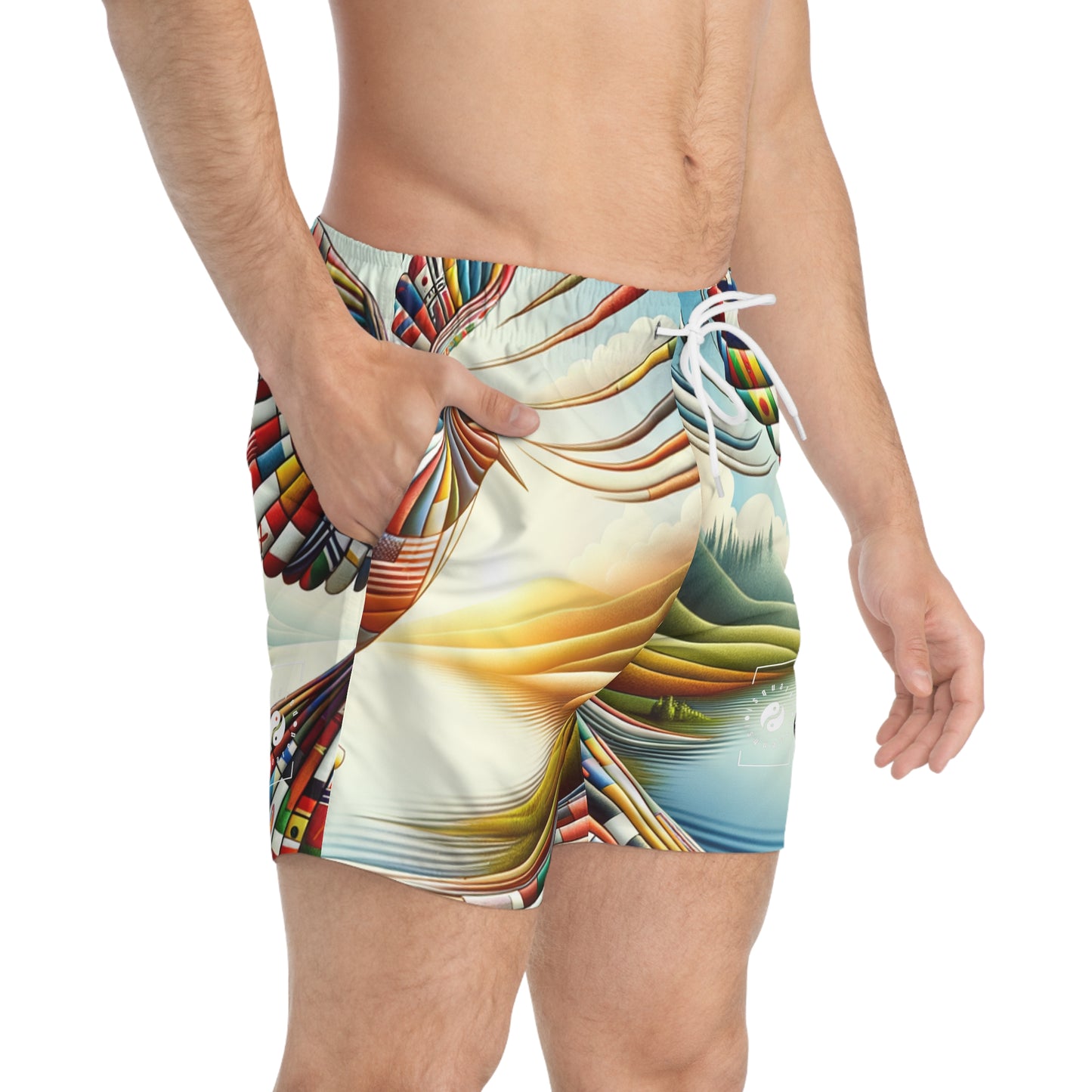 "Global Tapestry of Tranquility" - Swim Trunks for Men