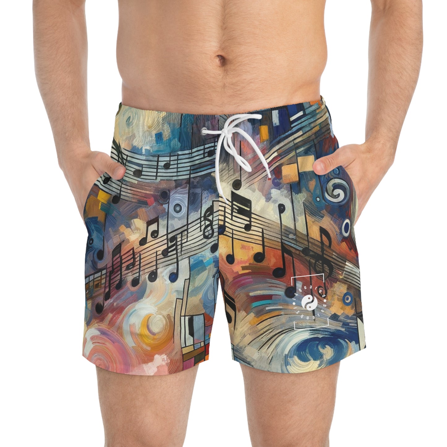 "Melodic Abstraction: Kandinsky's Symphony" - Swim Trunks for Men