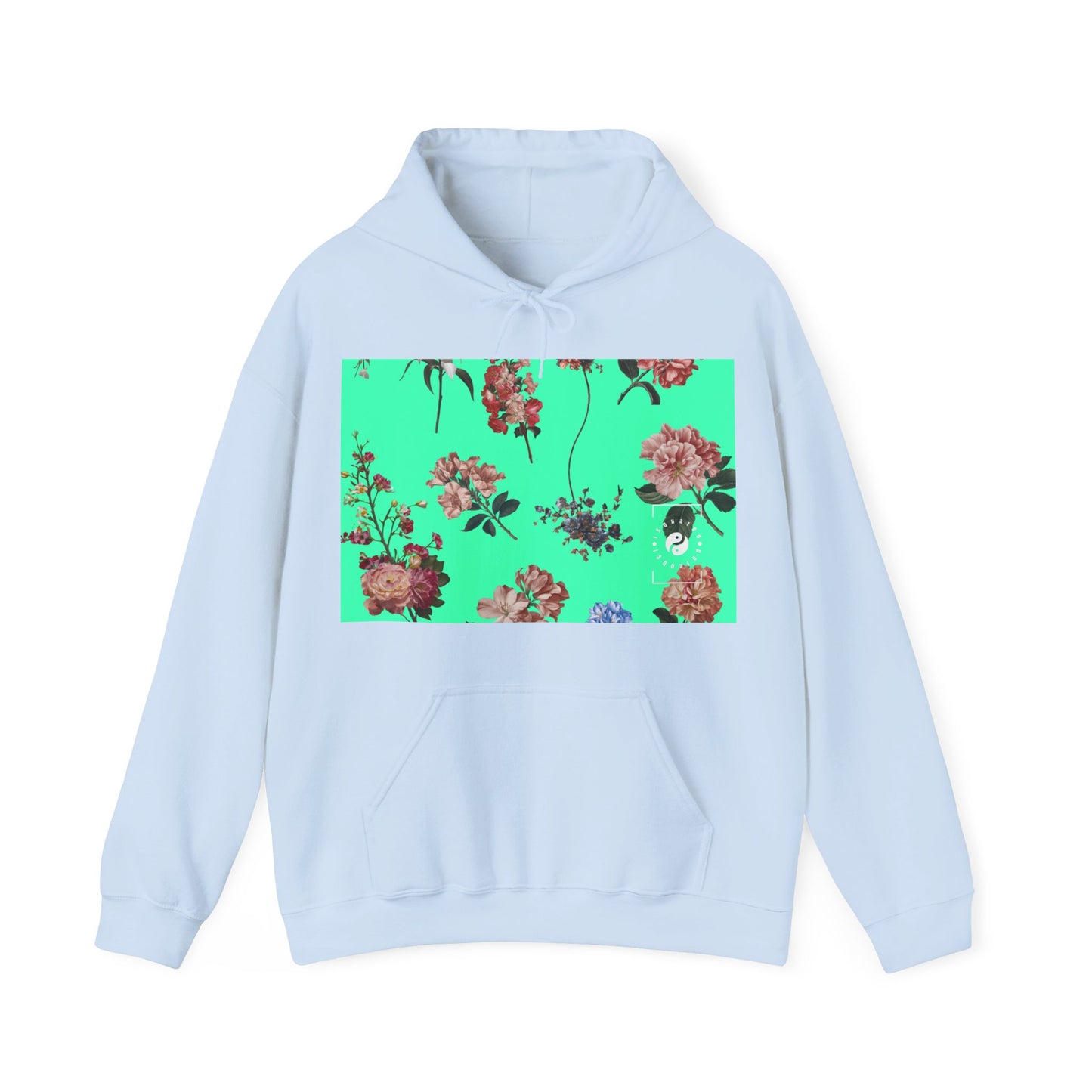 Botaniques sur Turquoise - Sweat à capuche