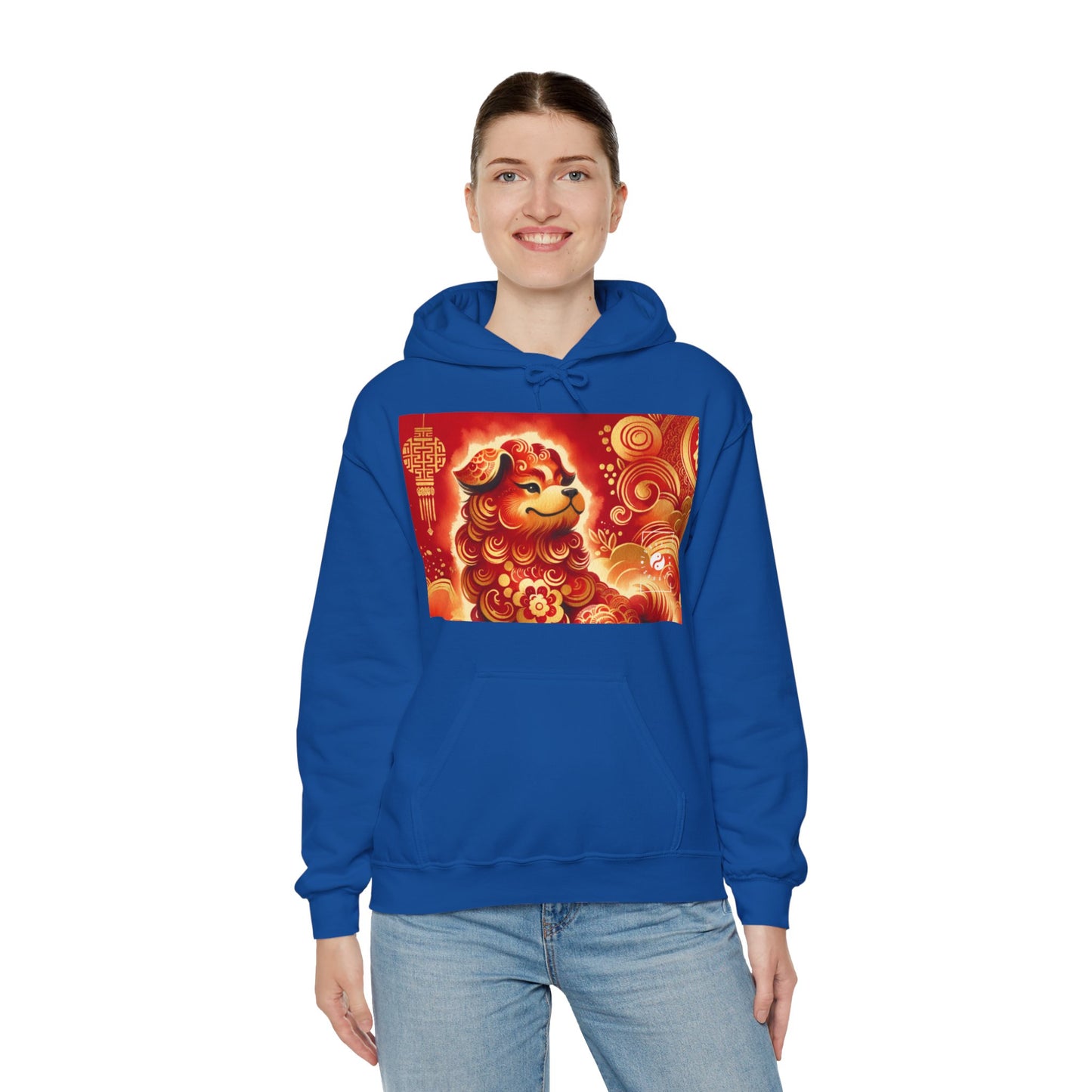 "Golden Canine Emissary on Crimson Tide: A Chinese New Year Odyssey" - Hoodie