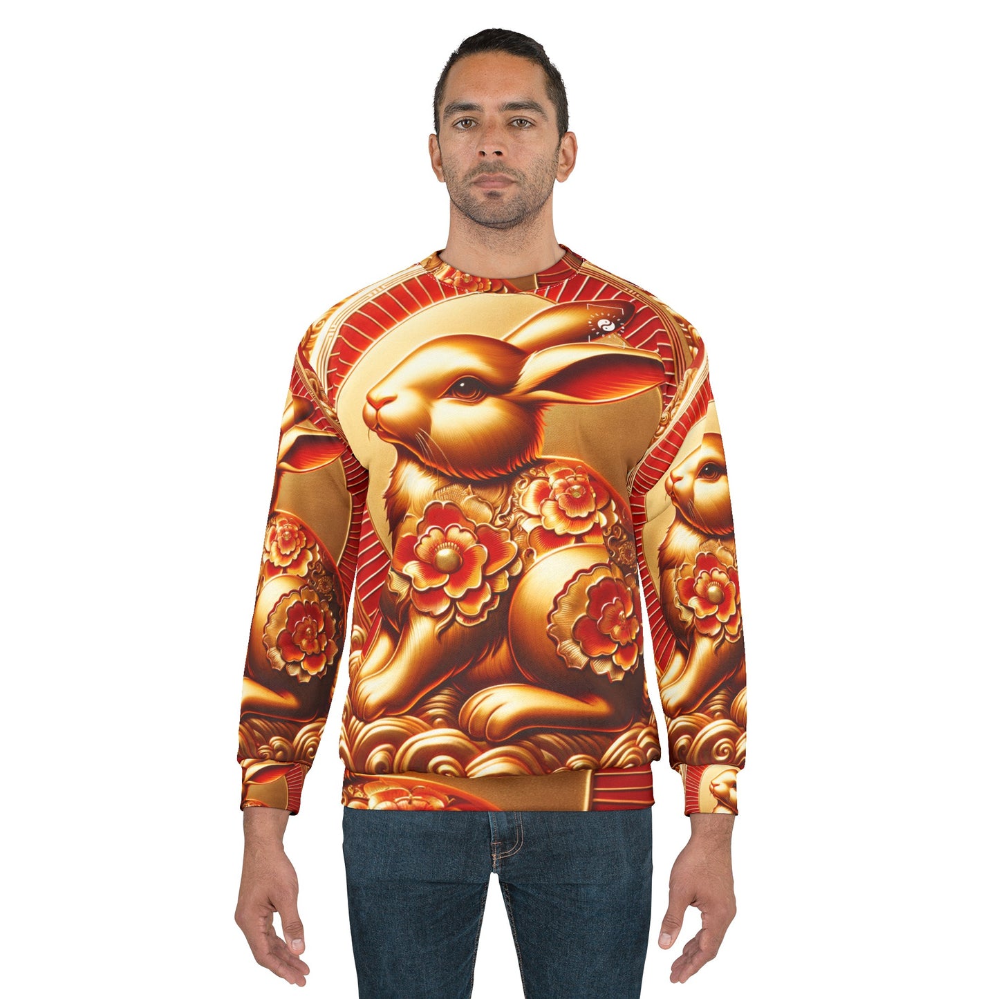 "Golden Blessings: Lunar Rabbit's Resplendence" - Unisex Sweatshirt