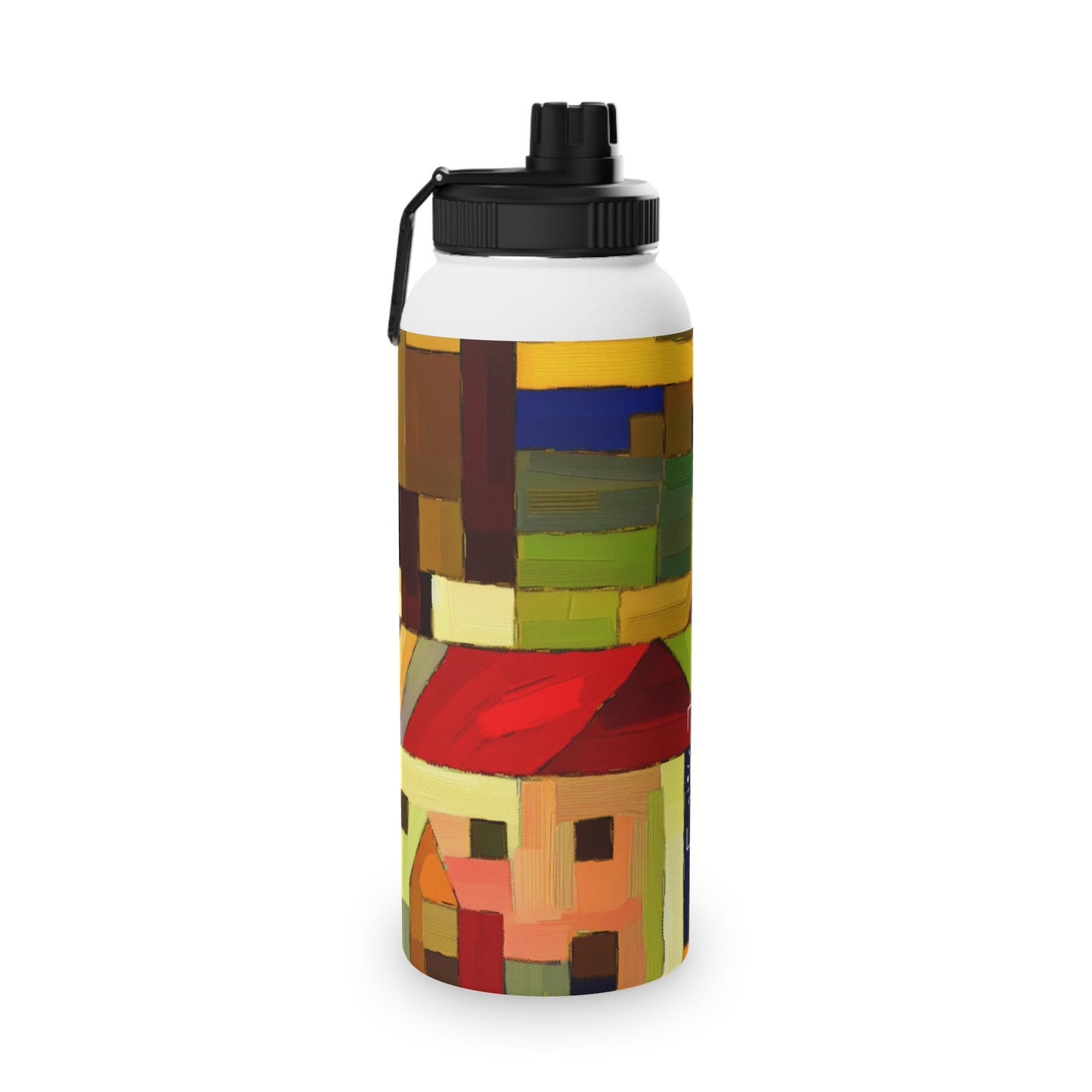 "Earthen Adobes in Hues of Hundertwasser" - Sports Water Bottle