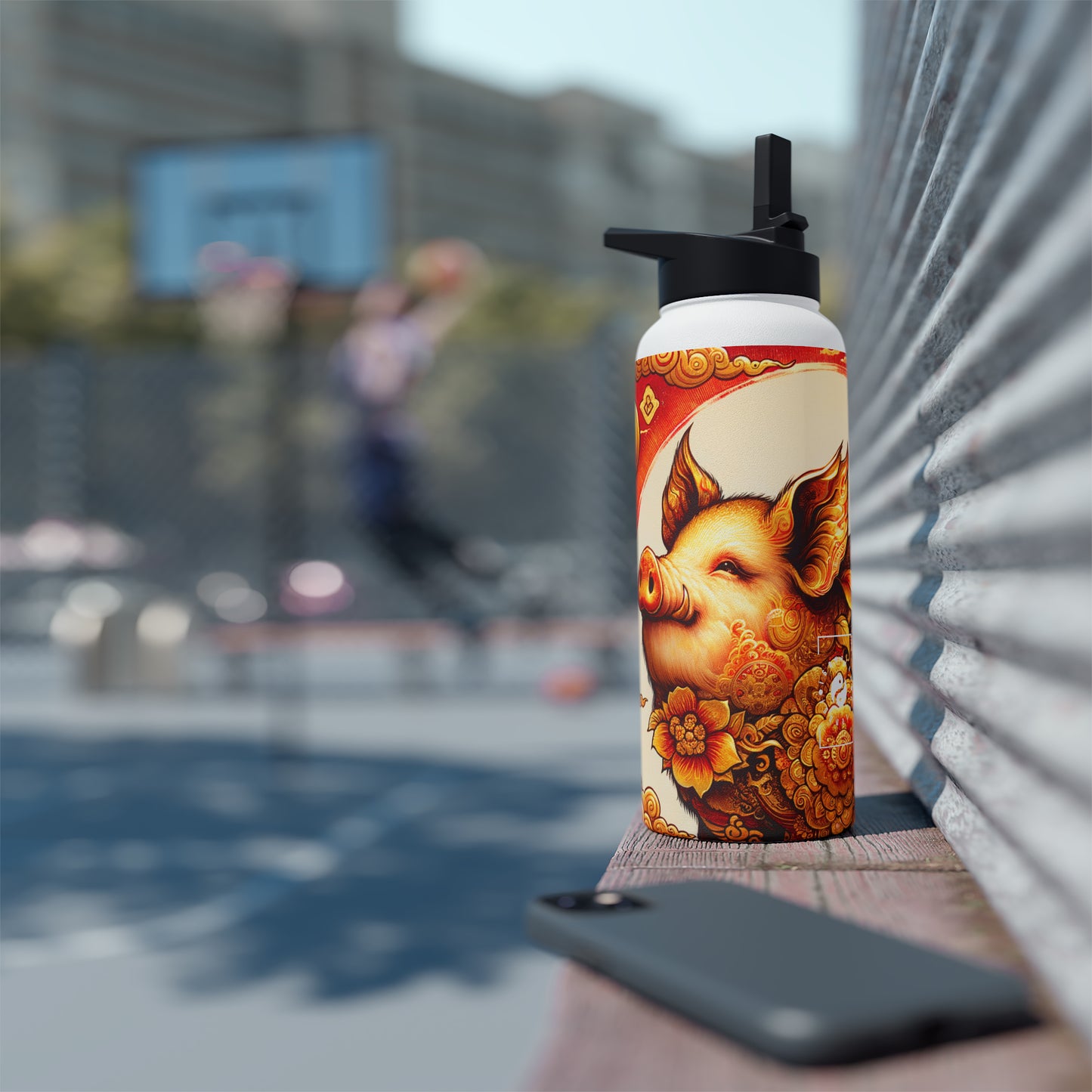 "Golden Prosperity: The Divine Boar Celebration" - Water Bottle