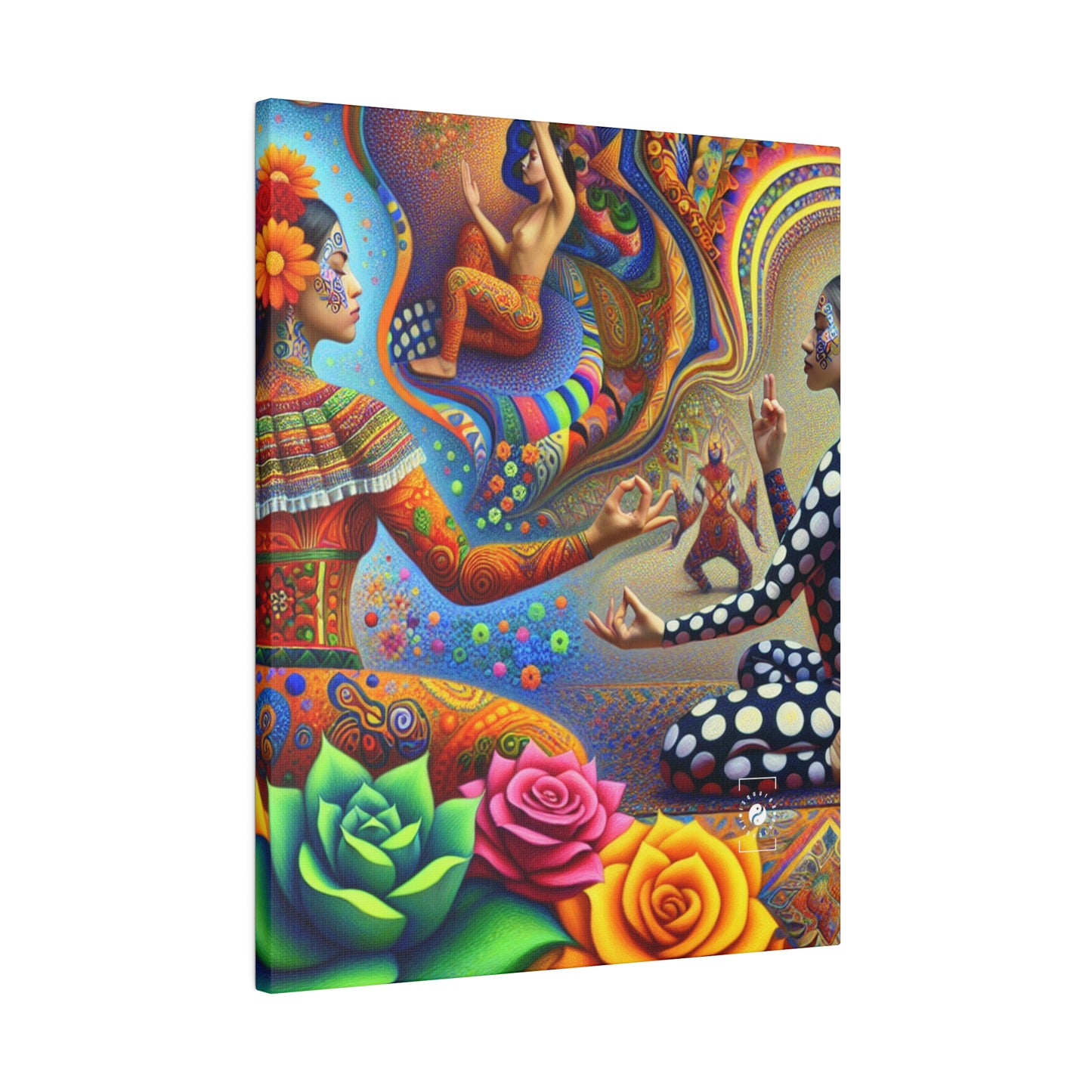 "Kahlo-Kusama Blossom Asanas: A Surreal Yoga Symphony" - Art Print Canvas