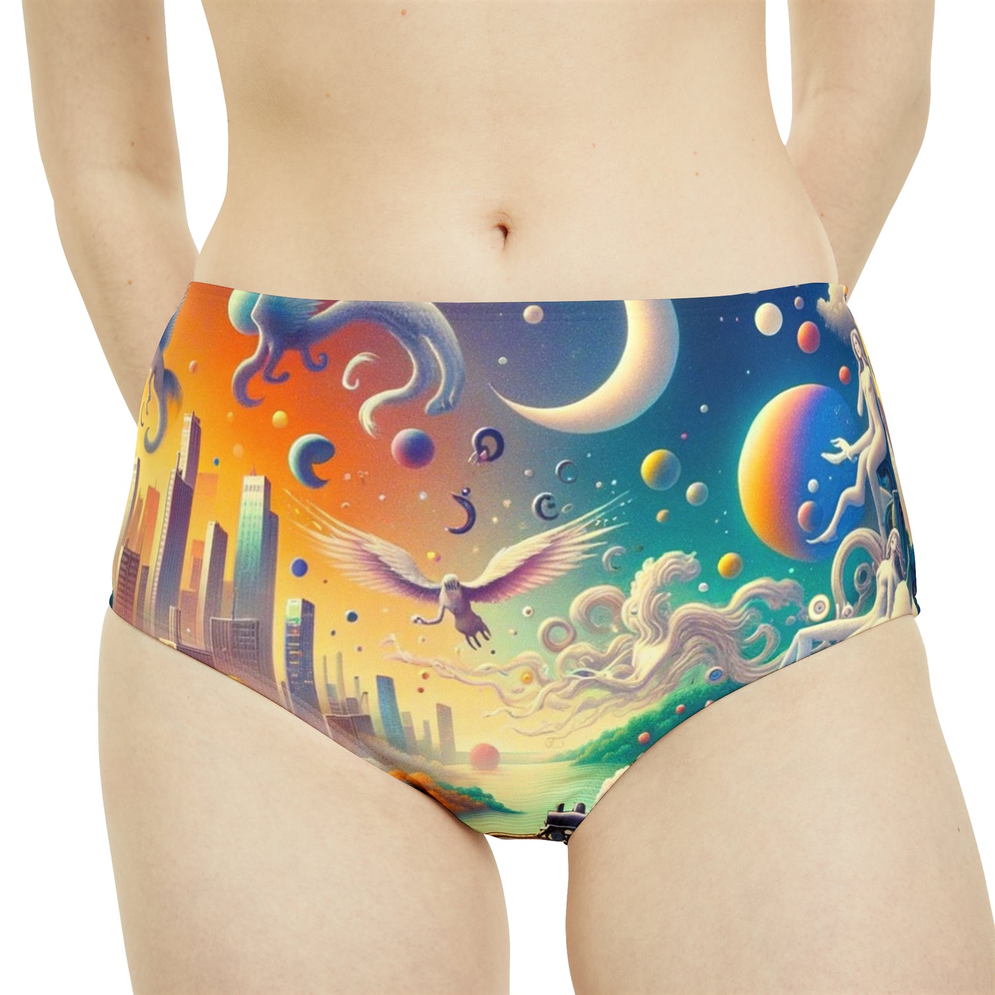 "Mirrors of Metaphor: A Murakami Odyssey" - Bas de bikini taille haute