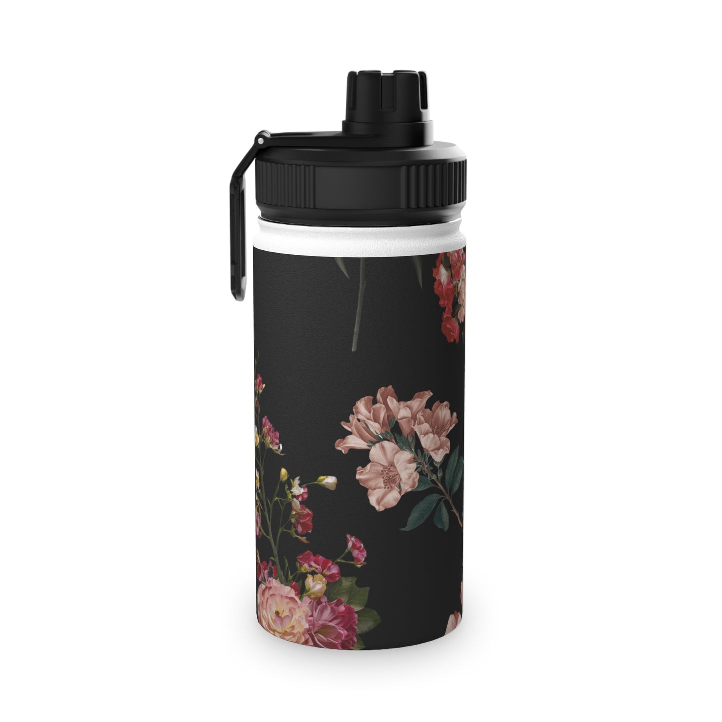 Botanicals on Black - Sports Water Bottle