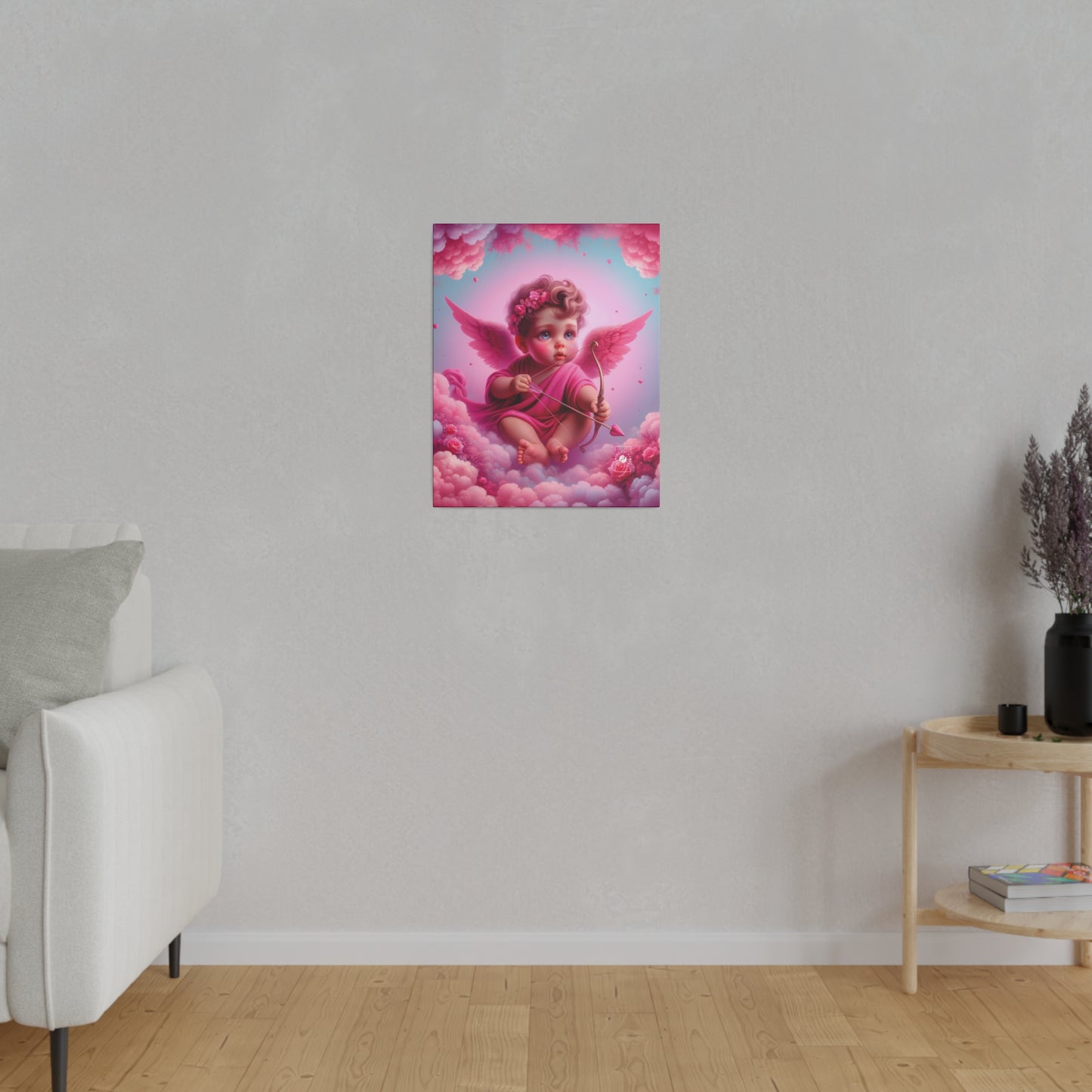 "Bold Blush: A Cupid's Love Affair" - Art Print Canvas