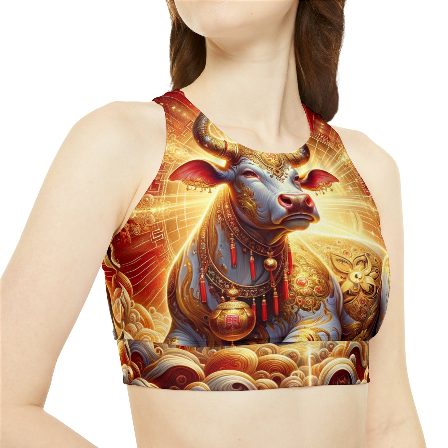 "Golden Euphoria: A Dance of the Divine Bovine" - Hot Yoga Bikini Set