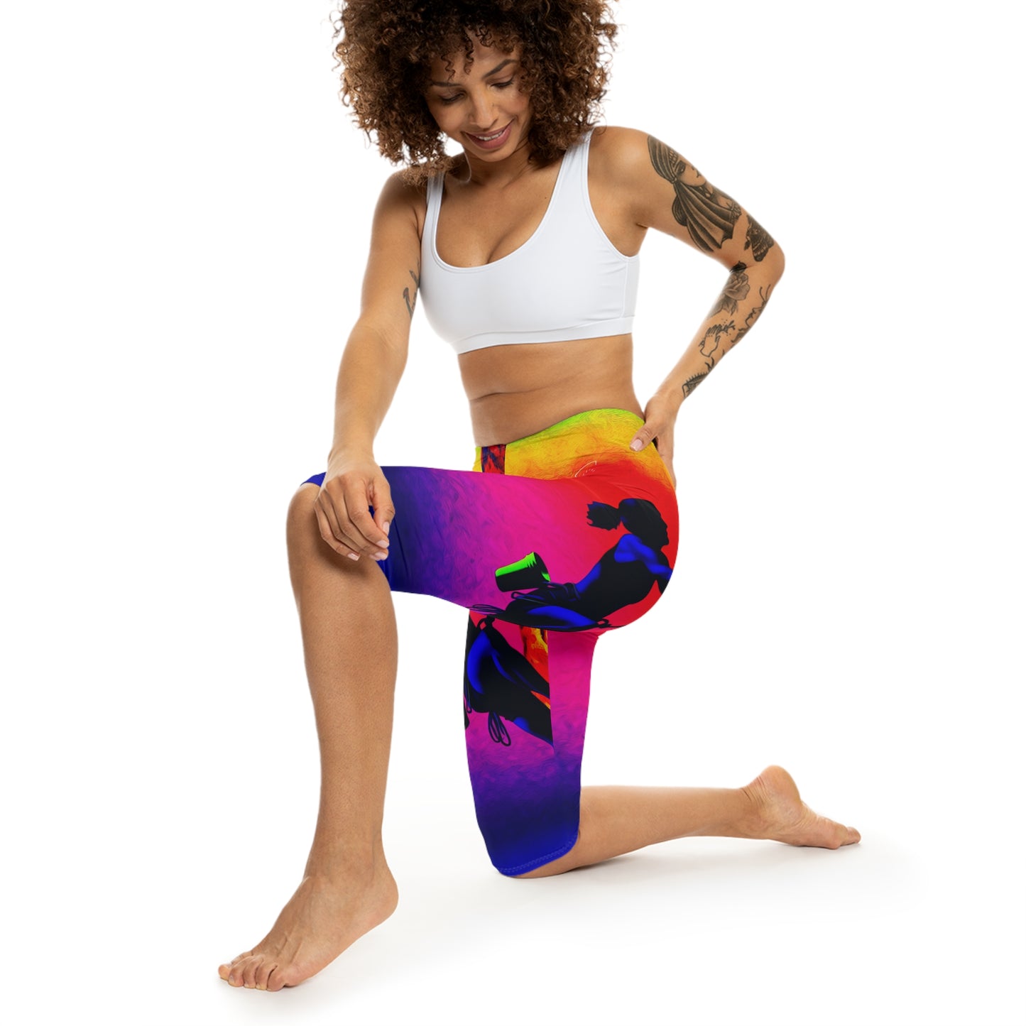 "Technicolour Ascent: The Digital Highline" - Capri Shorts