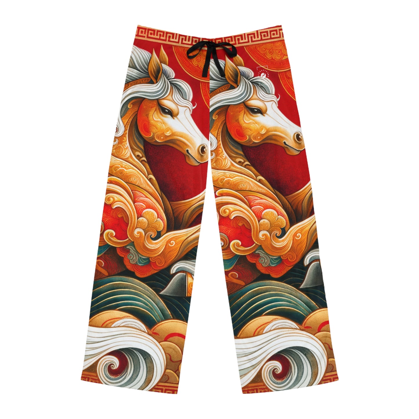 "Gold Gallop on Vermilion Vista: A Lunar New Year’s Ode" - men's Lounge Pants