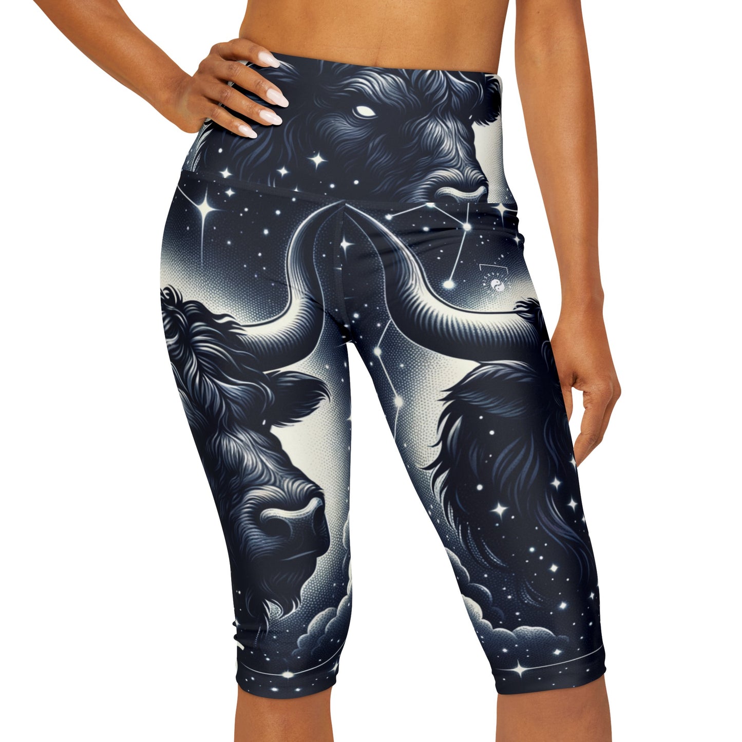 Celestial Taurine Constellation - High Waisted Capri Leggings