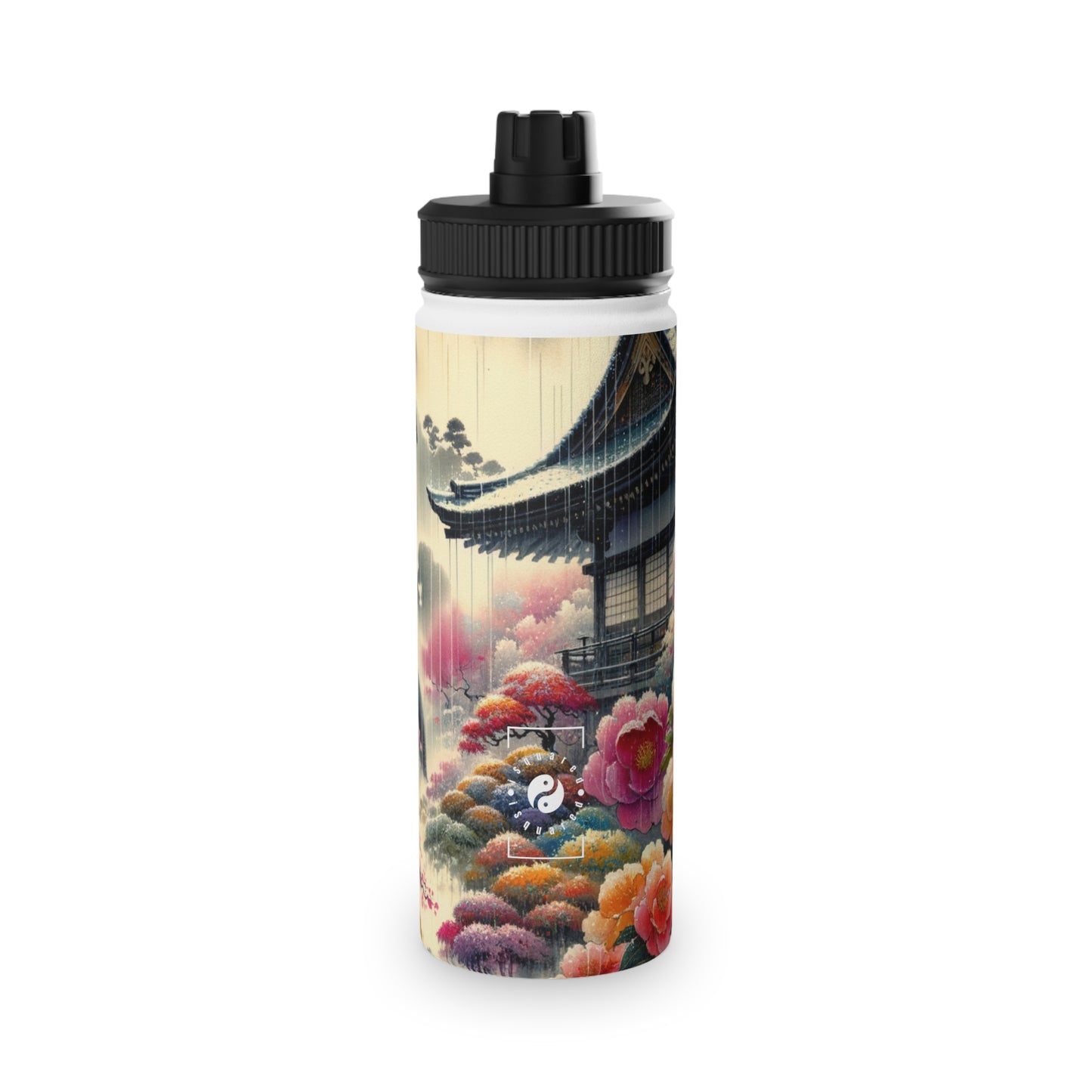 "Rain-drenched Sakura Spectrum" - Sports Water Bottle