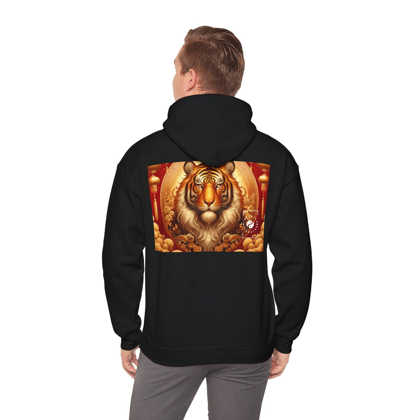 "Majesté dorée : Ascension du Tigre Lunaire" - Sweat à capuche 