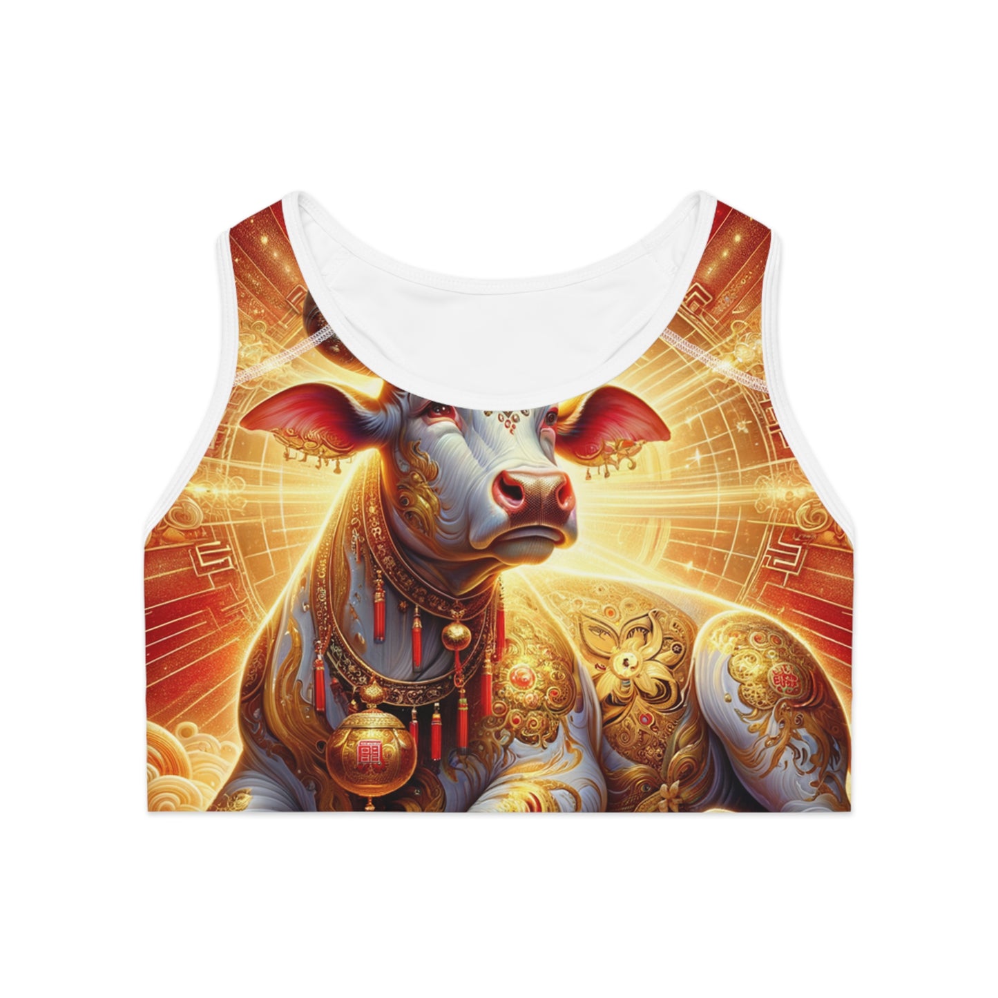 "Golden Euphoria: A Dance of the Divine Bovine" - High Performance Sports Bra