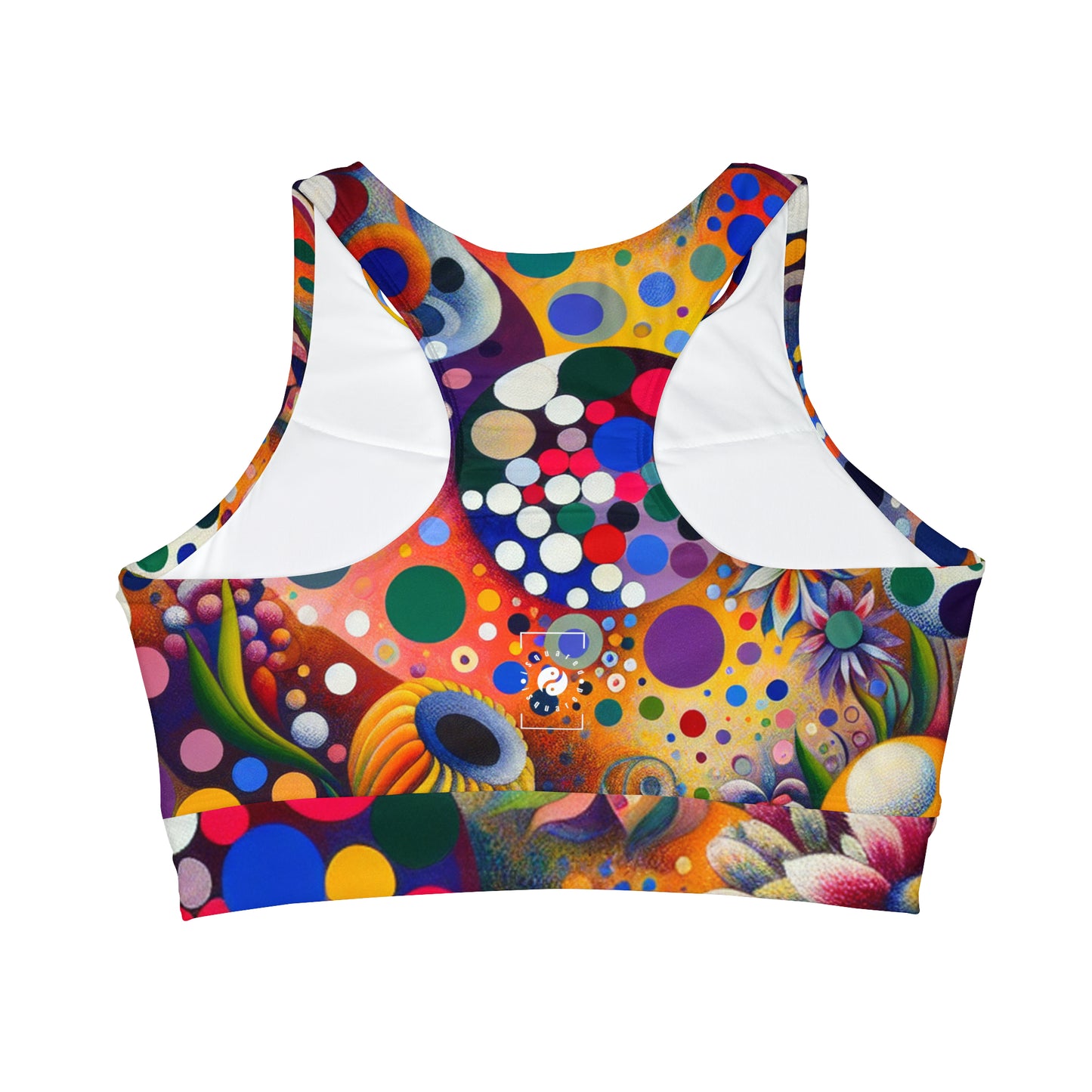 "Polka Petals in Yogic Surrealism: An Artistic Salute to Kusama and Kahlo" - High Neck Crop Top