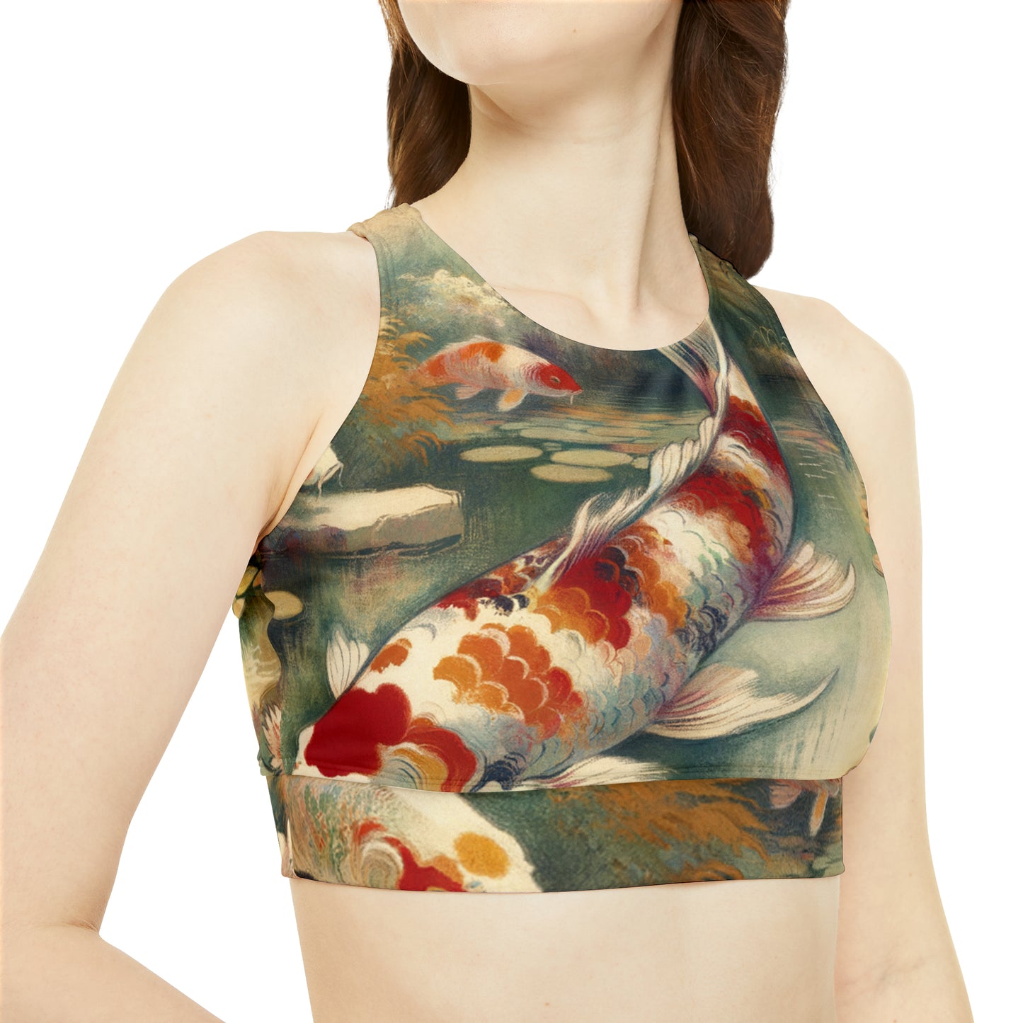 Koi Lily Pond - High Neck Crop Top