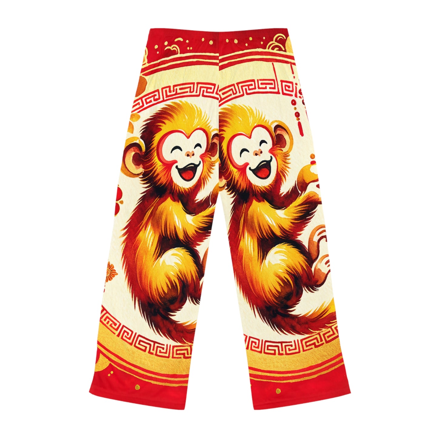 "Golden Simian Serenity in Scarlet Radiance" - Women lounge pants