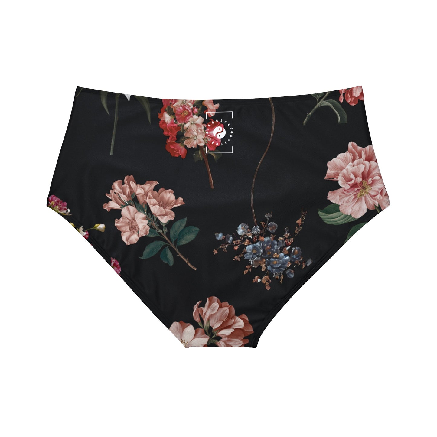 Botanicals on Black - Bas de bikini taille haute