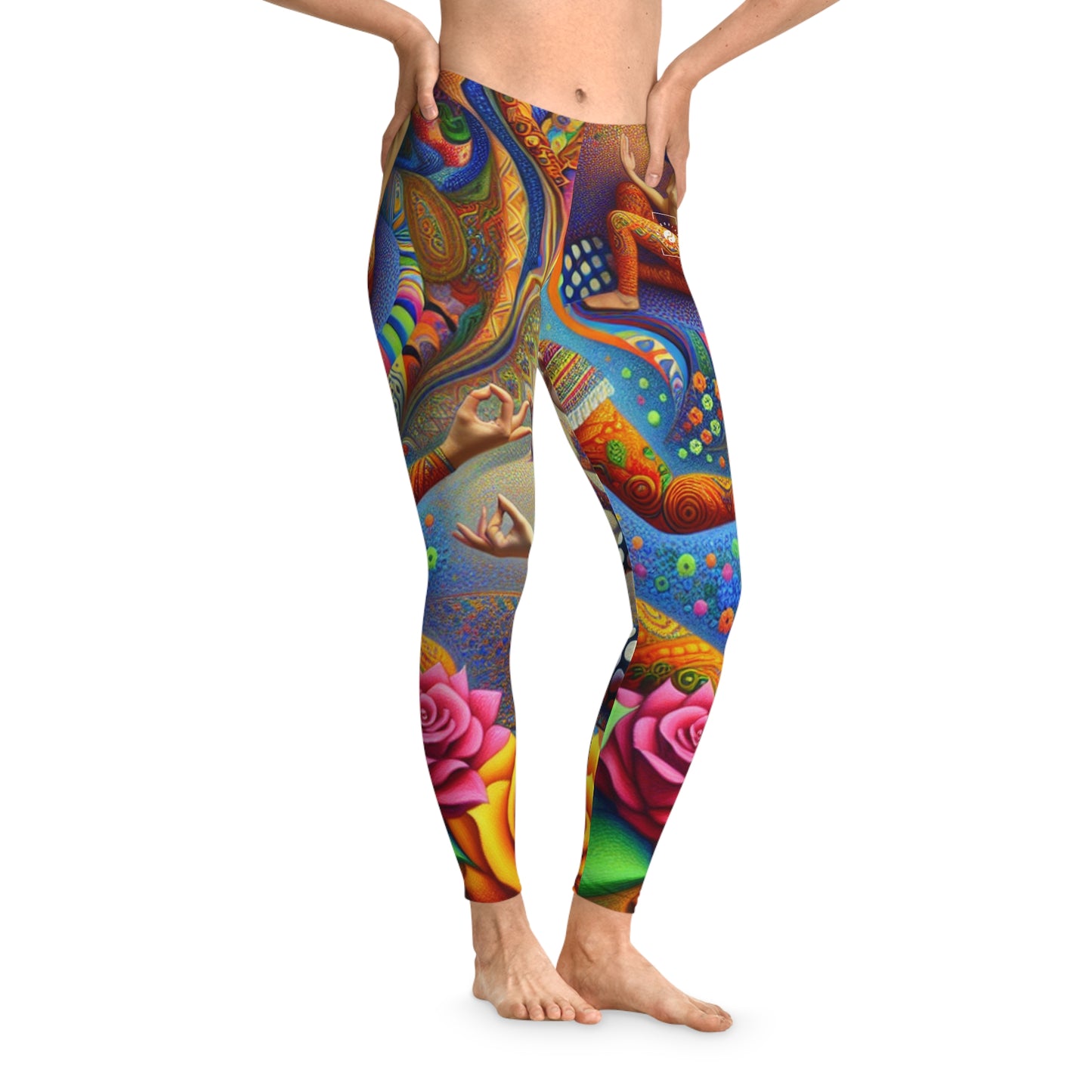 "Kahlo-Kusama Blossom Asanas: A Surreal Yoga Symphony" - Unisex Tights