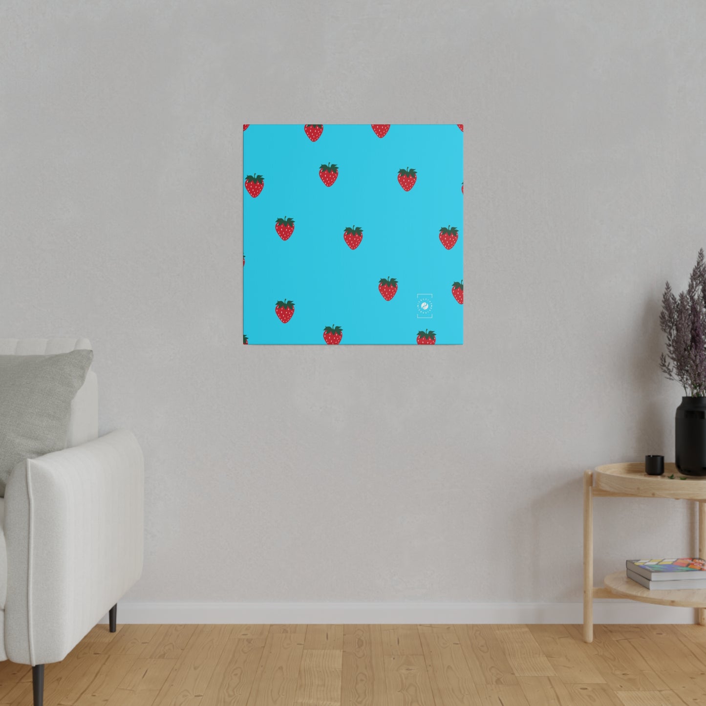 #22DEFF Light Blue + Strawberry - Art Print Canvas