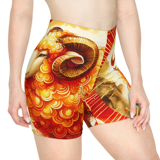 "Auspicious Gold of Divine Ewe: A Lunar New Year Revelry" - Hot Yoga Short