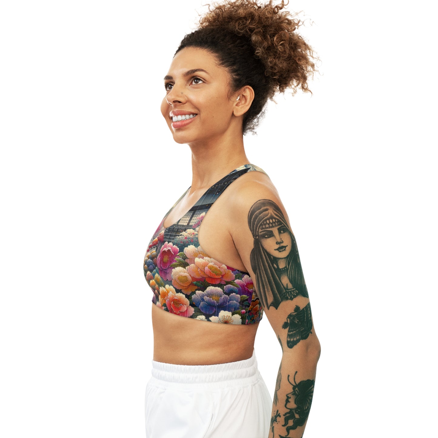 "Rain-drenched Sakura Spectrum" - Seamless Sports Bra