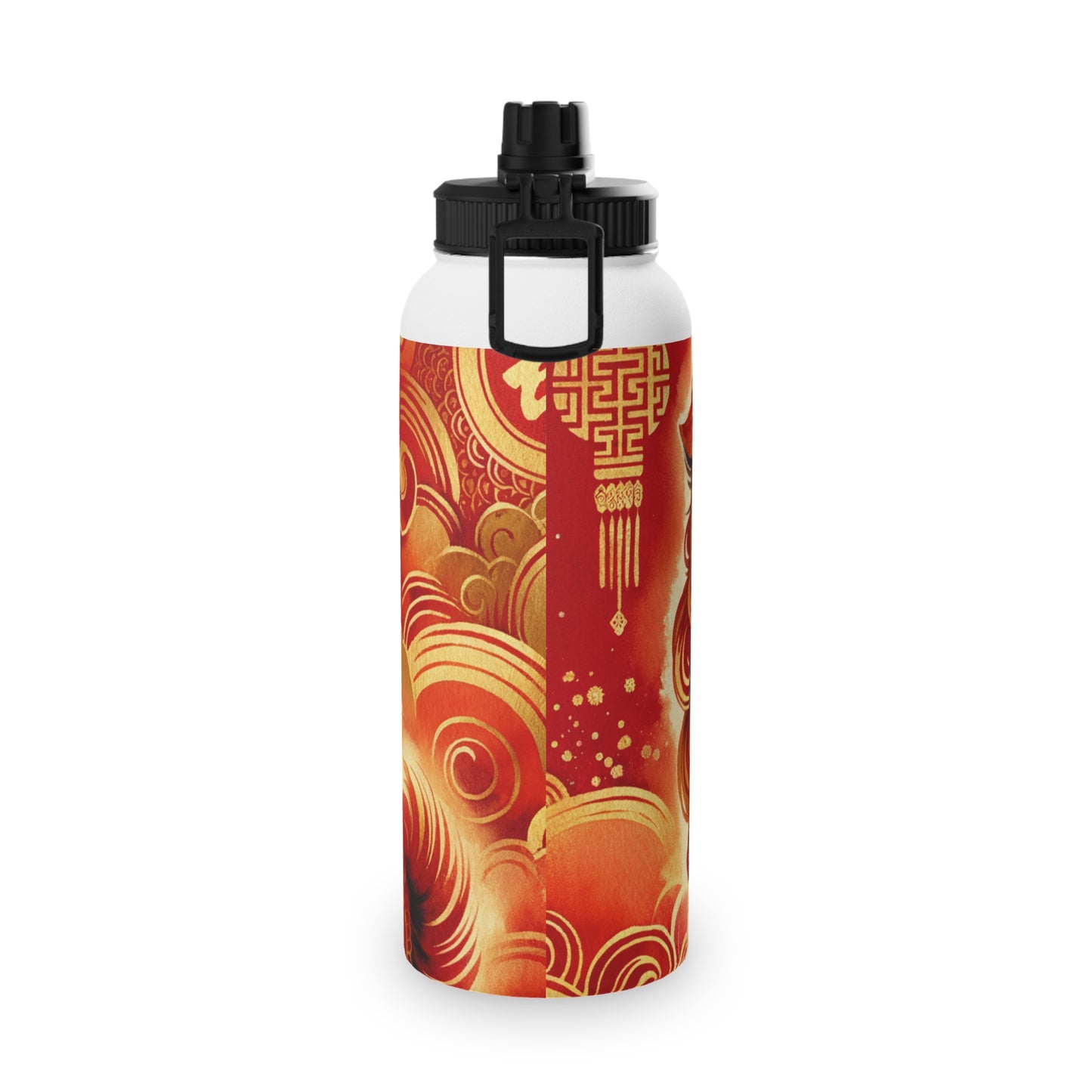 "Golden Canine Emissary on Crimson Tide: A Chinese New Year Odyssey" - Sports Water Bottle